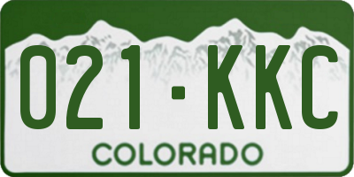 CO license plate 021KKC