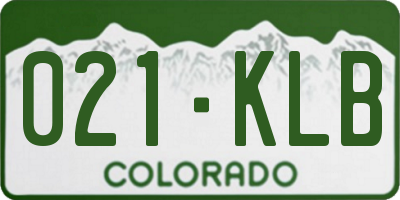 CO license plate 021KLB