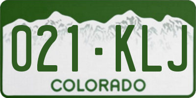 CO license plate 021KLJ