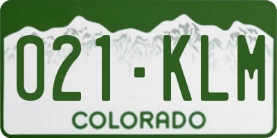 CO license plate 021KLM