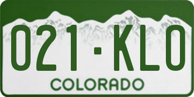 CO license plate 021KLO