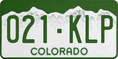 CO license plate 021KLP