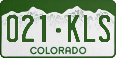 CO license plate 021KLS