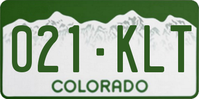 CO license plate 021KLT