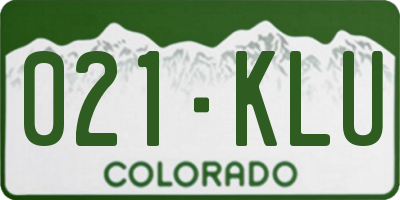CO license plate 021KLU