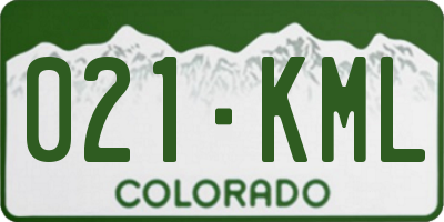 CO license plate 021KML