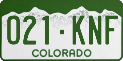 CO license plate 021KNF