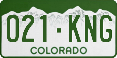 CO license plate 021KNG