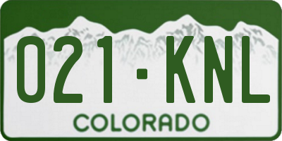 CO license plate 021KNL