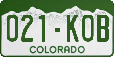 CO license plate 021KOB