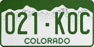 CO license plate 021KOC