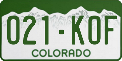 CO license plate 021KOF