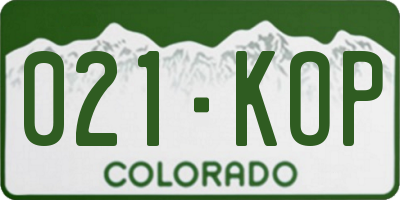 CO license plate 021KOP