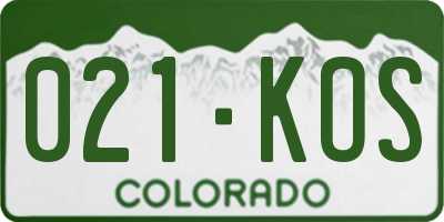 CO license plate 021KOS