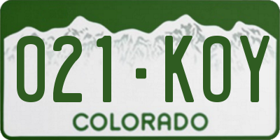 CO license plate 021KOY