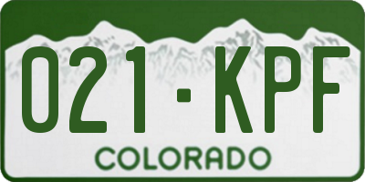 CO license plate 021KPF