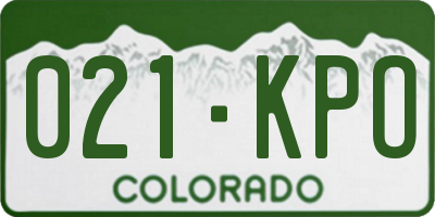CO license plate 021KPO