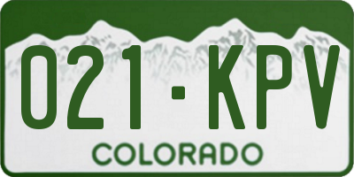 CO license plate 021KPV