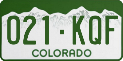 CO license plate 021KQF