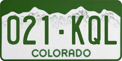 CO license plate 021KQL