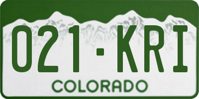 CO license plate 021KRI