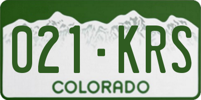 CO license plate 021KRS