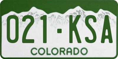 CO license plate 021KSA
