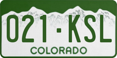 CO license plate 021KSL