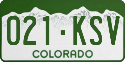 CO license plate 021KSV