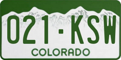 CO license plate 021KSW