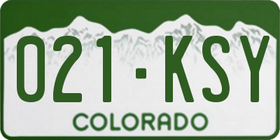 CO license plate 021KSY