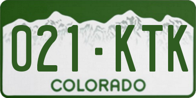 CO license plate 021KTK