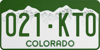 CO license plate 021KTO