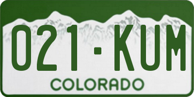 CO license plate 021KUM