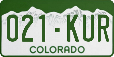 CO license plate 021KUR