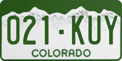 CO license plate 021KUY