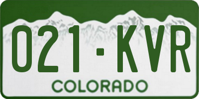 CO license plate 021KVR
