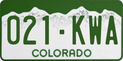 CO license plate 021KWA