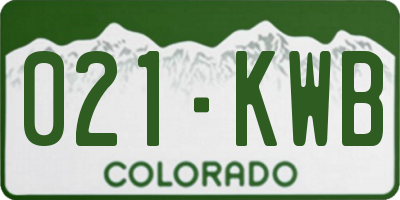 CO license plate 021KWB