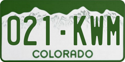 CO license plate 021KWM