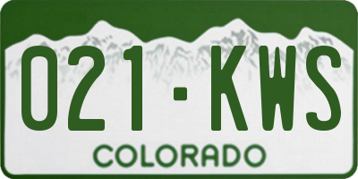 CO license plate 021KWS