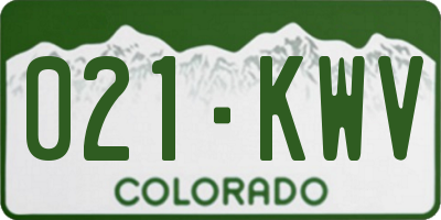 CO license plate 021KWV