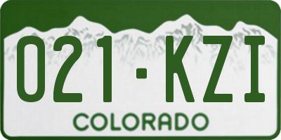 CO license plate 021KZI