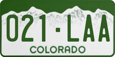 CO license plate 021LAA
