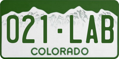 CO license plate 021LAB