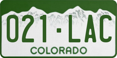 CO license plate 021LAC