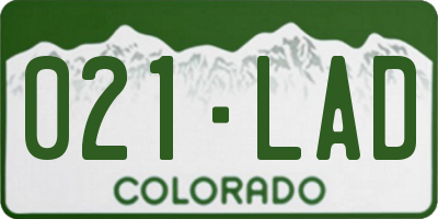 CO license plate 021LAD
