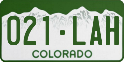 CO license plate 021LAH