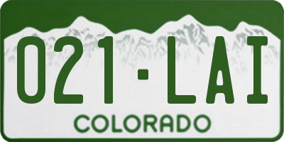 CO license plate 021LAI