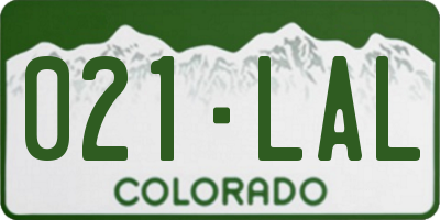 CO license plate 021LAL